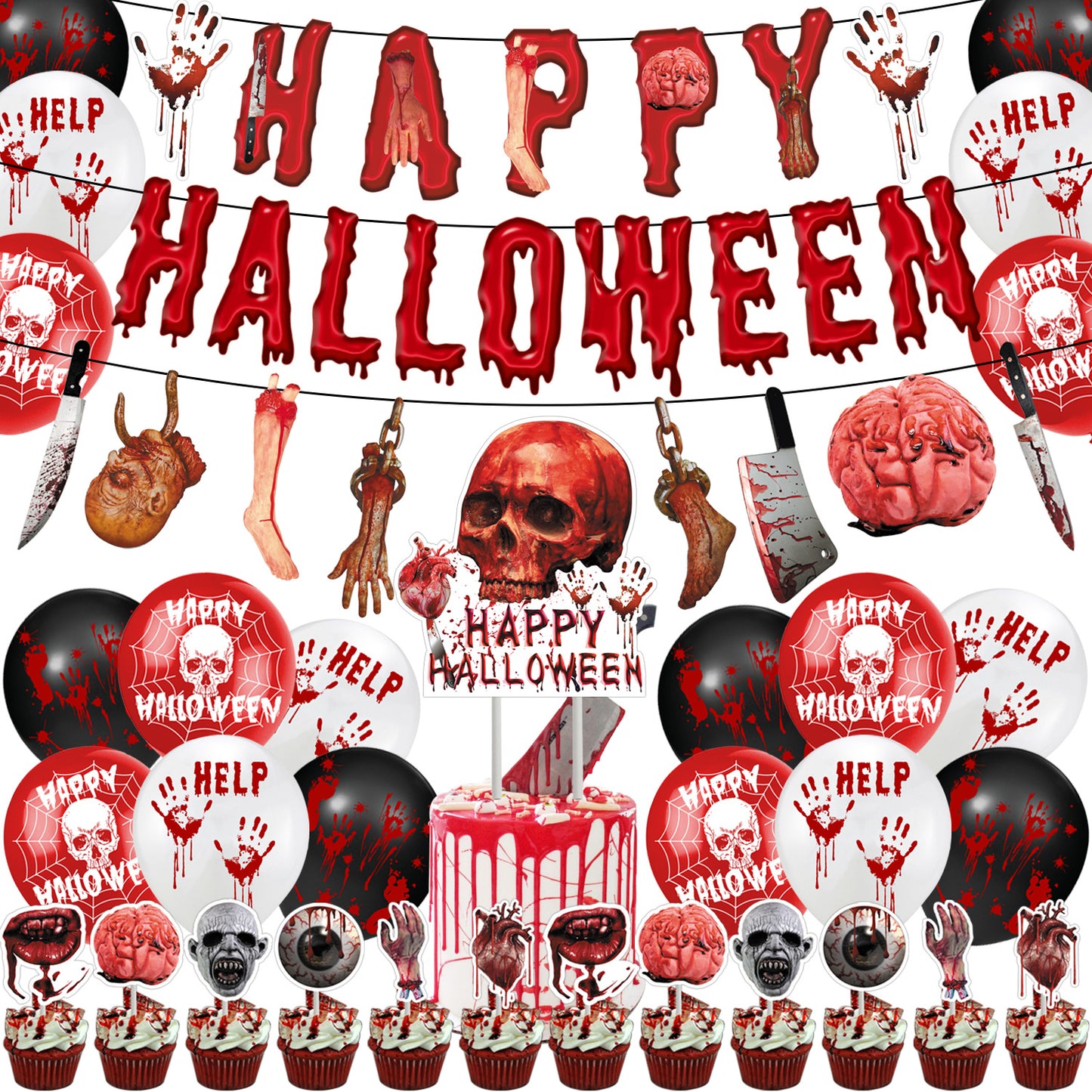 Décoration de la fête d&#039;Halloween Halloween Tissu en tissu Halloween Halloween Banner Card Insertion Balloon Suit