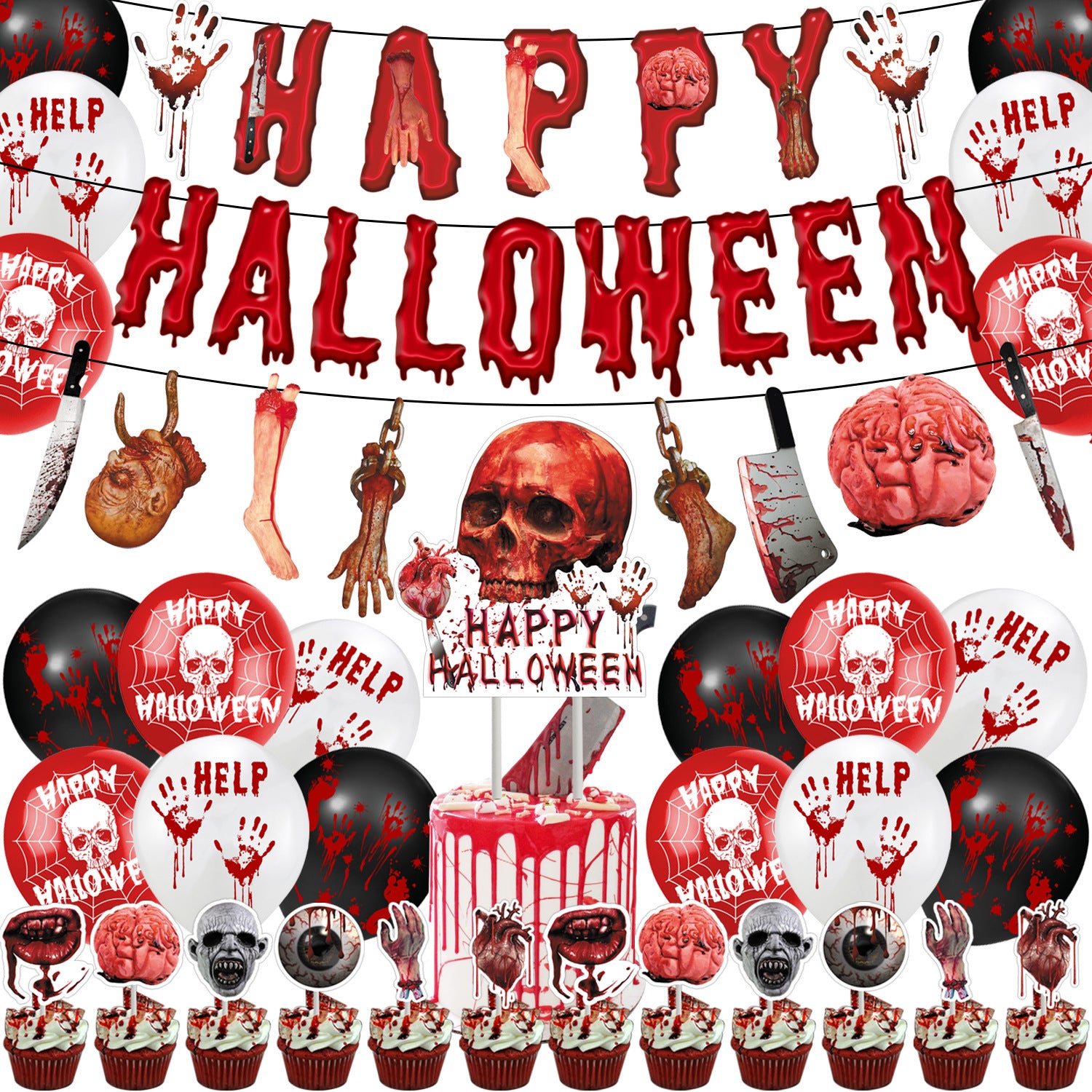 Décoration de la fête d&#039;Halloween Halloween Tissu en tissu Halloween Halloween Banner Card Insertion Balloon Suit